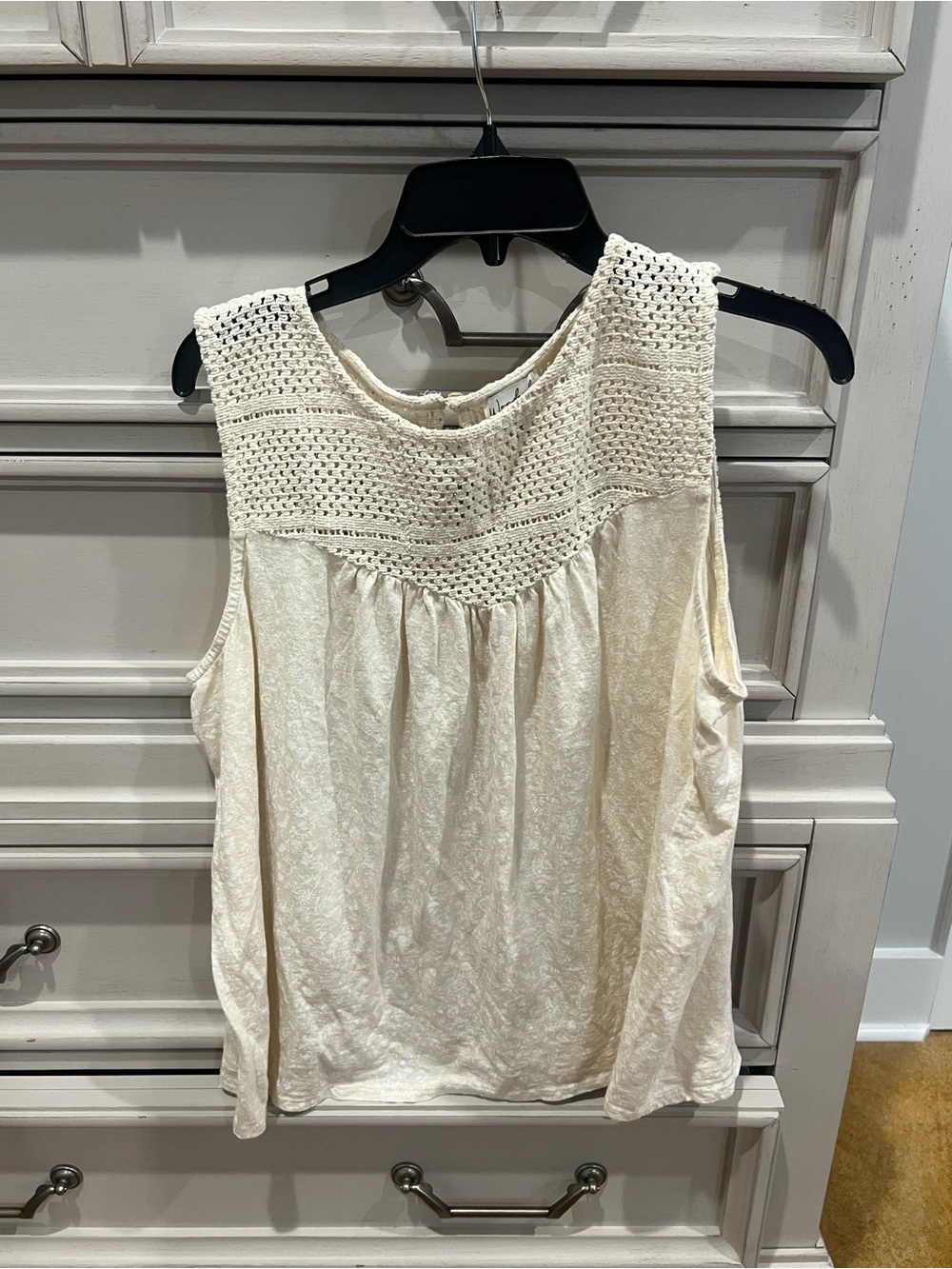 Wonderly Cream Crochet Yoke Sleeveless Camisole